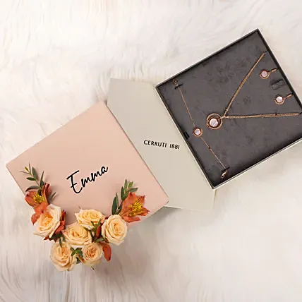 Cerruti 1881 Eclipse Circle Gold MOP Jewellery Set For Her: 