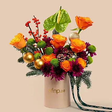 Vibrant Glow Christmas Arrangement: Christmas Flowers