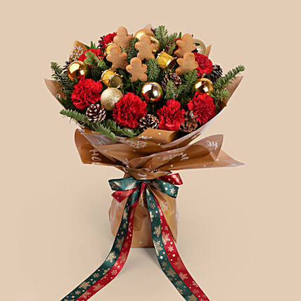 Gingerbread Christmas Bouquet: Red Flowers Bouquets