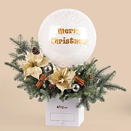 Luxury Merry Christmas Balloon Gift Set: Christmas Flowers
