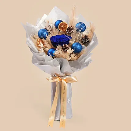Christmas Frosted Blue Pinecone Bouquet: Christmas Balloons