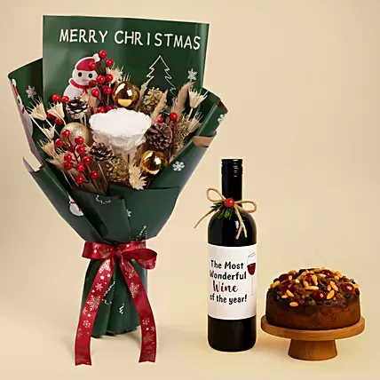 Festive Wine and Nuts Fruit Cake Gift Set: كيك البرقوق