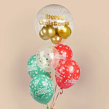 Merry Christmas Balloon Bouquet: Helium Balloons Delivery