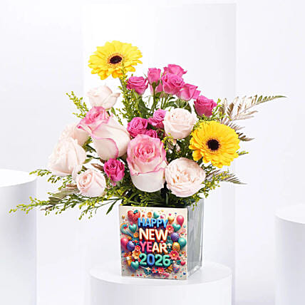 Colorful New Year Flowers Vase: New Year Flowers