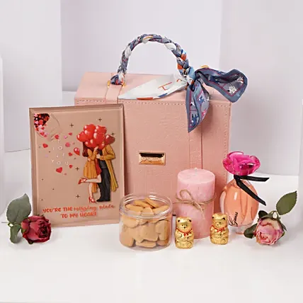 Blush Of Love Valentine Hamper: Valentines Day Gift Hampers