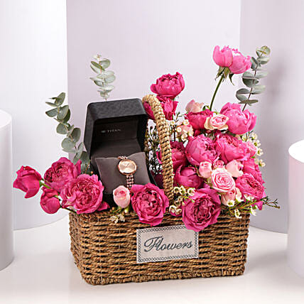 Titan Watch with Romantic Blooms Valentine Gift for Her: Branded Valentine's Day Gifts