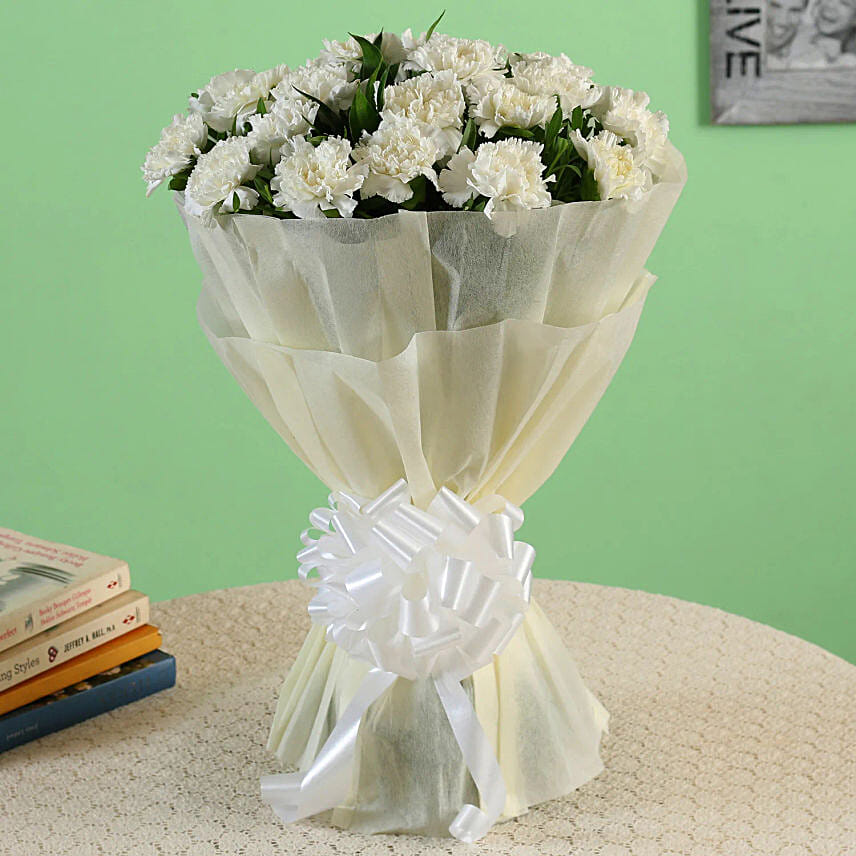 Heavenly 20 White Carnations Bouquet