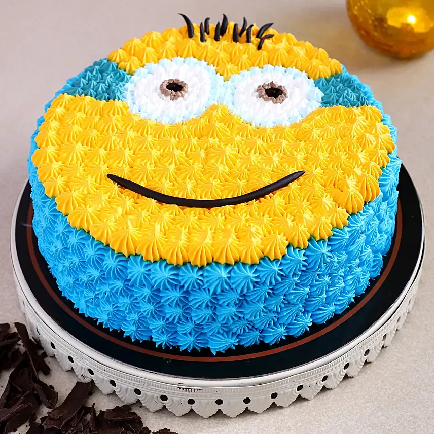 Minions Theme Black Forest Cake Half Kg