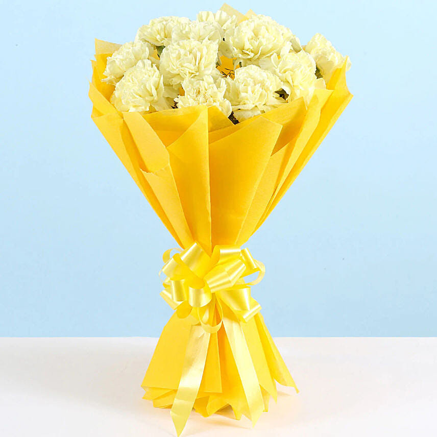 Sunny Side Up 12 Yellow Carnations Bunch