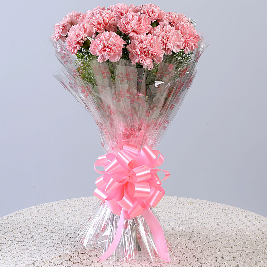 sunshine Love 20 Pink Carnations Bouquet