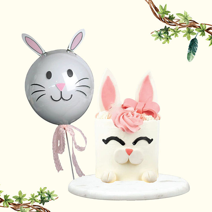 Cute And Happy Animal Designer Cake With Balloon