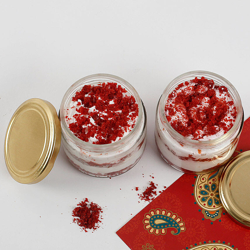 Flaming Red Velvet Jar Cake Set of 2
