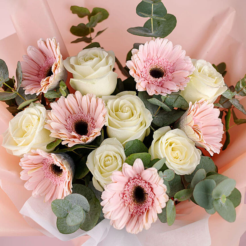 Graceful Gerberas And Roses Bouquet