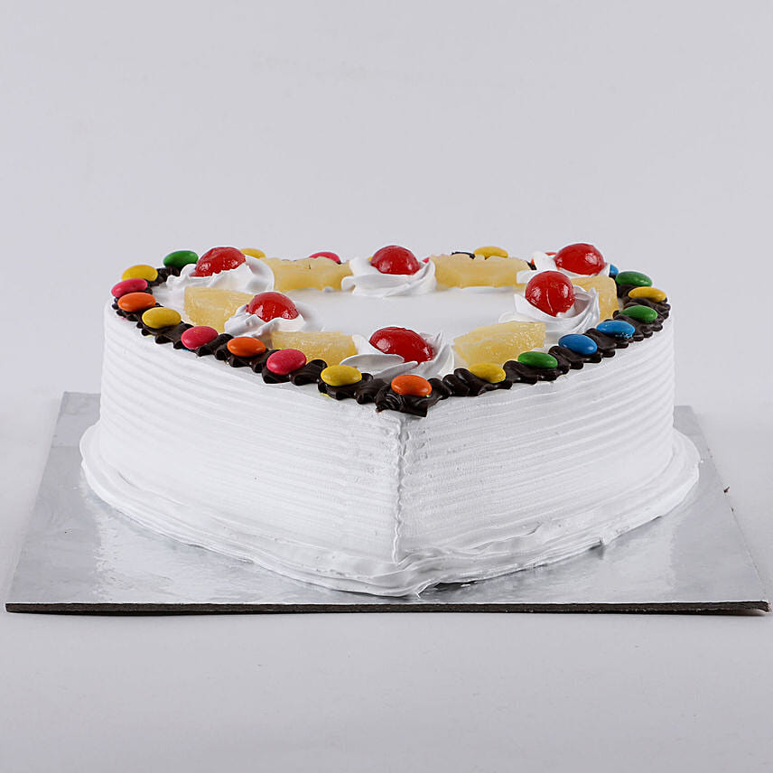 Heart Shaped Pineapple Gems Cake 1.5 Kg
