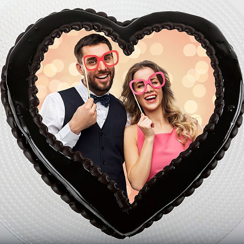 Heart Shaped Truffle Photo Cake 1.5Kg
