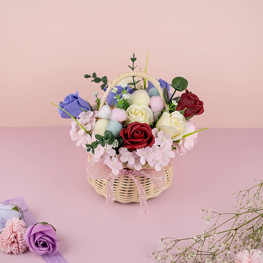 Heavenly Mixed Soap Flowers Basket