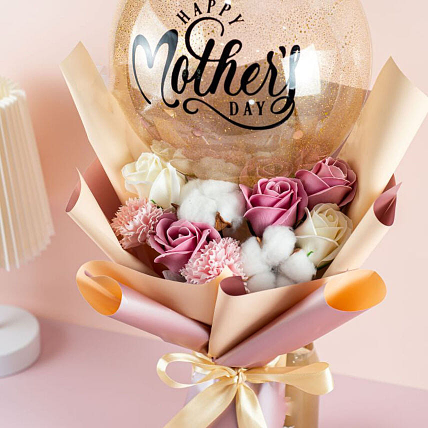 Mixed Roses And Balloon Bouquet With Chanel Perfume