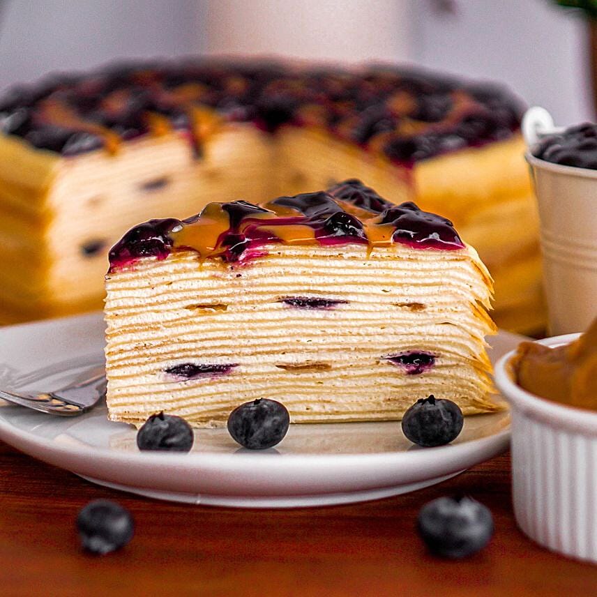 Tempting Blueberry Peanut Crepe Cake