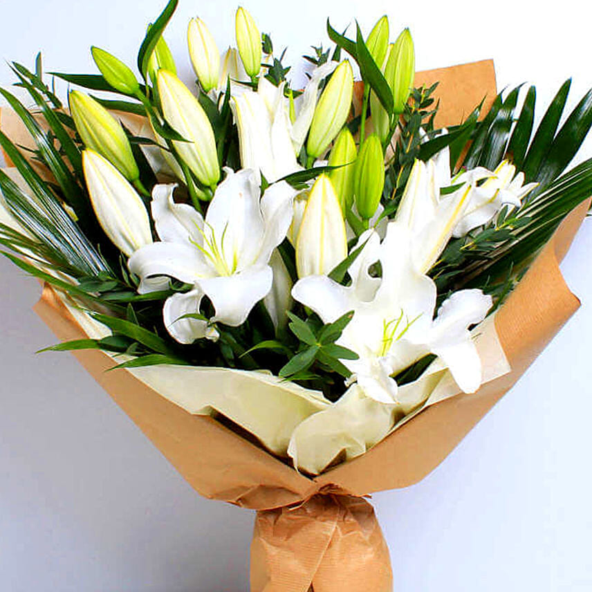 White Sweet Lilies Bouquet