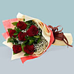 6 Gracefull red roses bouquet