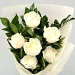 6 Gracefull white roses bouquet