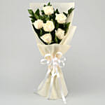 6 Gracefull white roses bouquet