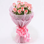 12 pink roses charming bouquet