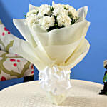 12 Red Carnations Bouquet In White White Paper