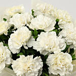 12 Red Carnations Bouquet In White White Paper