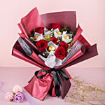12 Stems Red Roses Bouquet And Ferrero Rocher