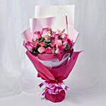 Attractive Mixed Roses Wrapped Bouquet