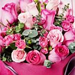 Attractive Mixed Roses Wrapped Bouquet