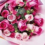 Attractive Mixed Roses Wrapped Bouquet