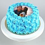 Blue Roses Photo Chocolate Cake Half Kg