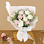 Charming Cream And Pink Roses Bouquet 12 Stems