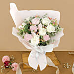 Charming Cream And Pink Roses Bouquet 12 Stems