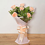 Delicate Love 6 Peach Roses Bunch