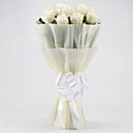 Elegant 12 Pristine White Roses Bouquet