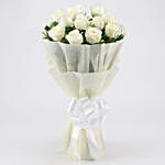 Elegant 12 White Roses Bouquet