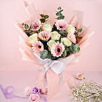 Graceful Gerberas And Roses Bouquet 12 Stems