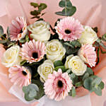 Graceful Gerberas And Roses Bouquet 12 Stems