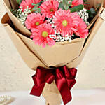 Gracious Pink Gerberas Beautifully Tied Bouquet