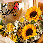 Happy Fathers Day Balloon And Mixed Flowers Bouquet