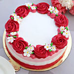 Lovely Red Roses Around Chocolate Cake 1 Kg