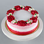 Lovely Red Roses Around Chocolate Cake 1 Kg