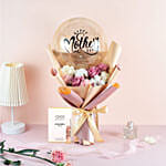 Mixed Roses And Balloon Bouquet With Chanel Perfume