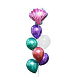 Blue Mermaid Coral Cake And Double Fairytale Balloon Bunch