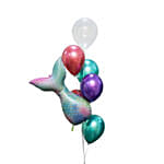 Blue Mermaid Coral Cake And Double Fairytale Balloon Bunch