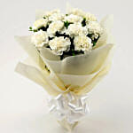 12 Red Carnations Bouquet In White White Paper