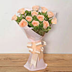 Bouquet Of 12 Peach Roses